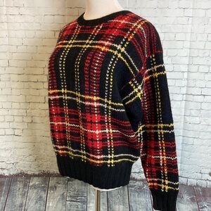 Polo Ralph Lauren Vintage 100% Wool Royal Stewart Tartan Sweater XL Plaid Grunge